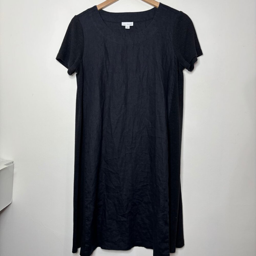 J.Jill Dress Women's Small Black Pure Jill Linen Blend Short Sleeve Lagenlook - Picture 6 of 13